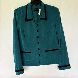 Allison Taylor Teal Blazer with Black Accents